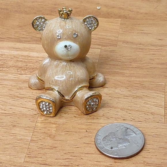 Gold and Tan Teddy Bear Figurine - Picture 1 of 10